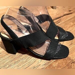 New CORSO COMO HALLY 2 Black Snake Leather Open Toe Heel Sandals Sling Back